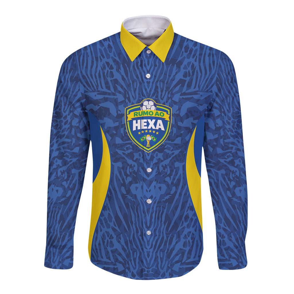 Vai Dar Brasil Custom Long Sleeve Button Shirt Brasil Rumo ao Hexa Football Supporter
