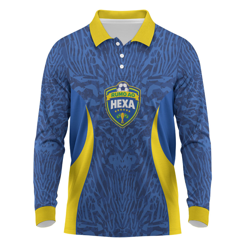 Vai Dar Brasil Custom Long Sleeve Polo Shirt Brasil Rumo ao Hexa Football Supporter