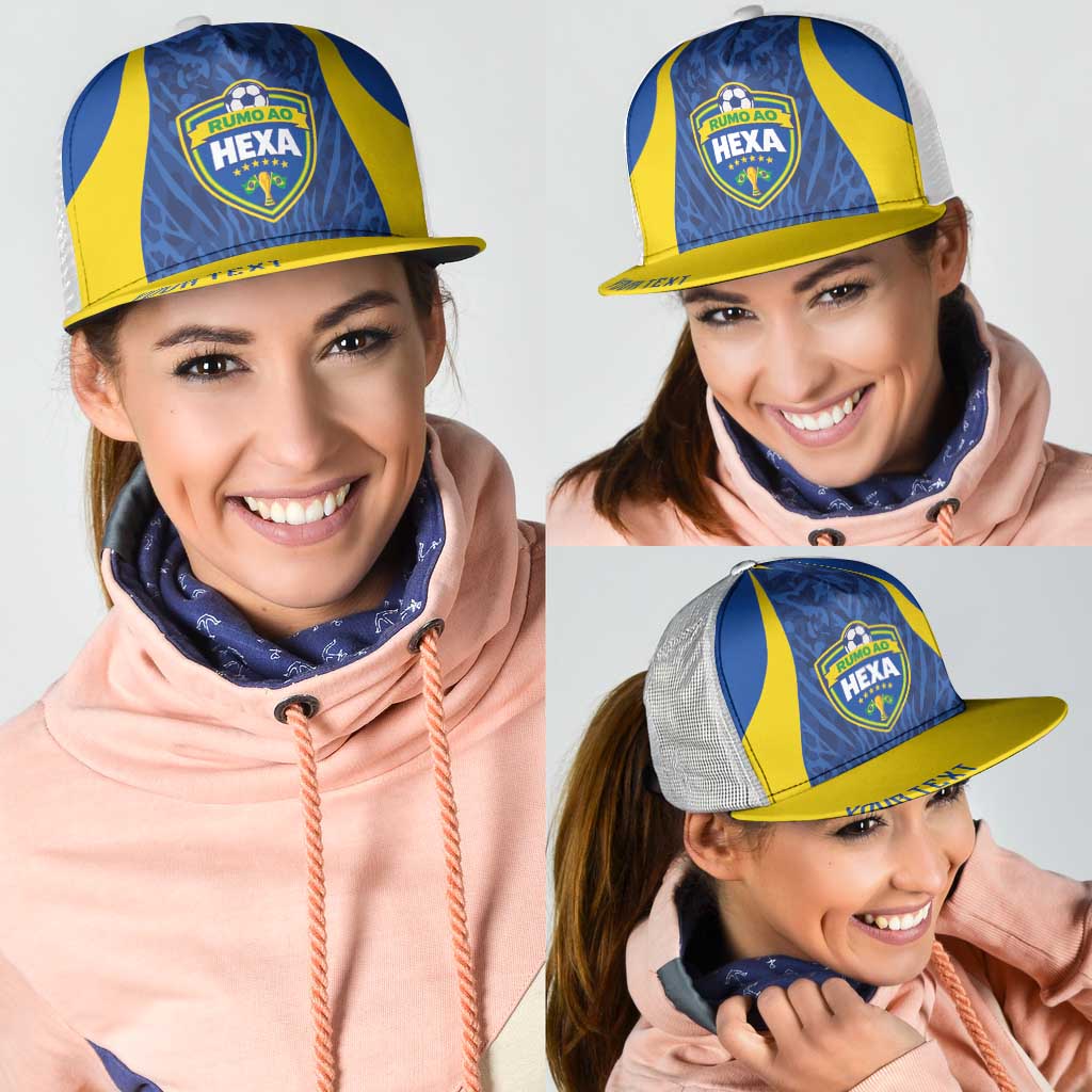 Vai Dar Brasil Personalized Mesh Trucker Cap Brasil Rumo ao Hexa Football Supporter