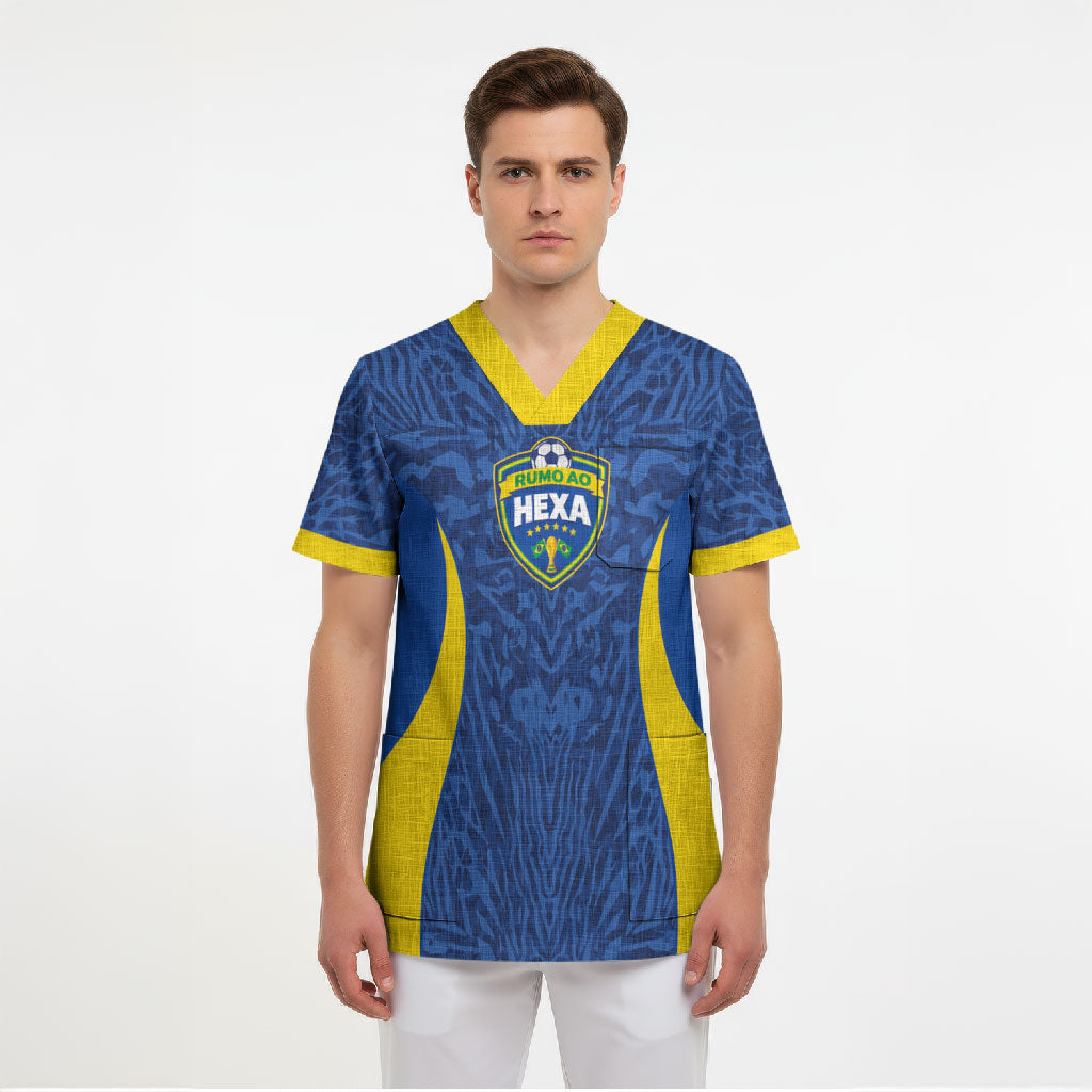Vai Dar Brasil Custom Scrub Top Brasil Rumo ao Hexa Football Supporter