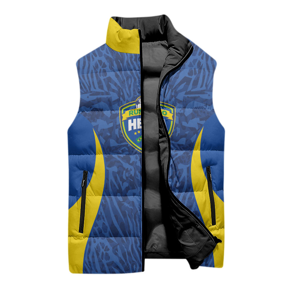 Vai Dar Brasil Custom Sleeveless Puffer Jacket Brasil Rumo ao Hexa Football Supporter