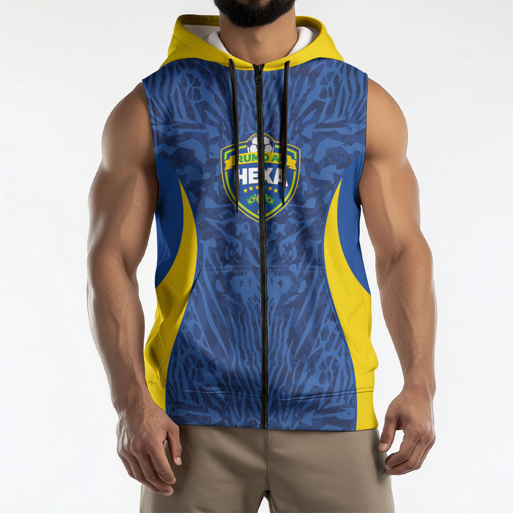 Vai Dar Brasil Custom Sleeveless Zip Hoodie Brasil Rumo ao Hexa Football Supporter