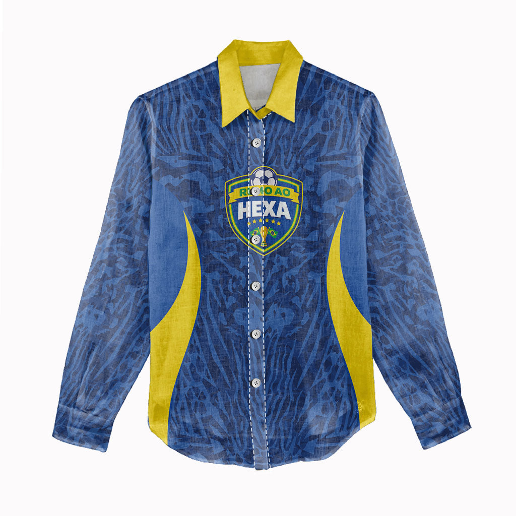 Vai Dar Brasil Custom Women Casual Shirt Brasil Rumo ao Hexa Football Supporter