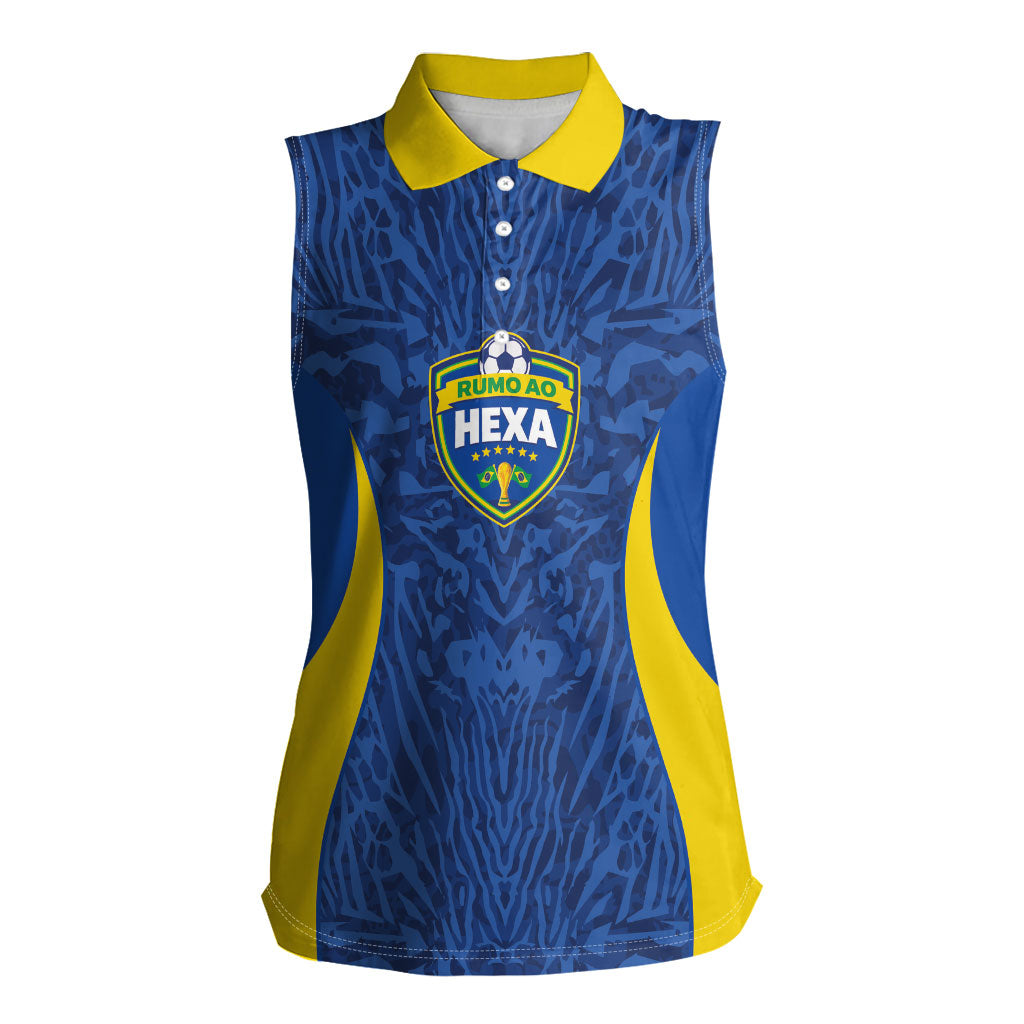 Vai Dar Brasil Custom Women Sleeveless Polo Shirt Brasil Rumo ao Hexa Football Supporter