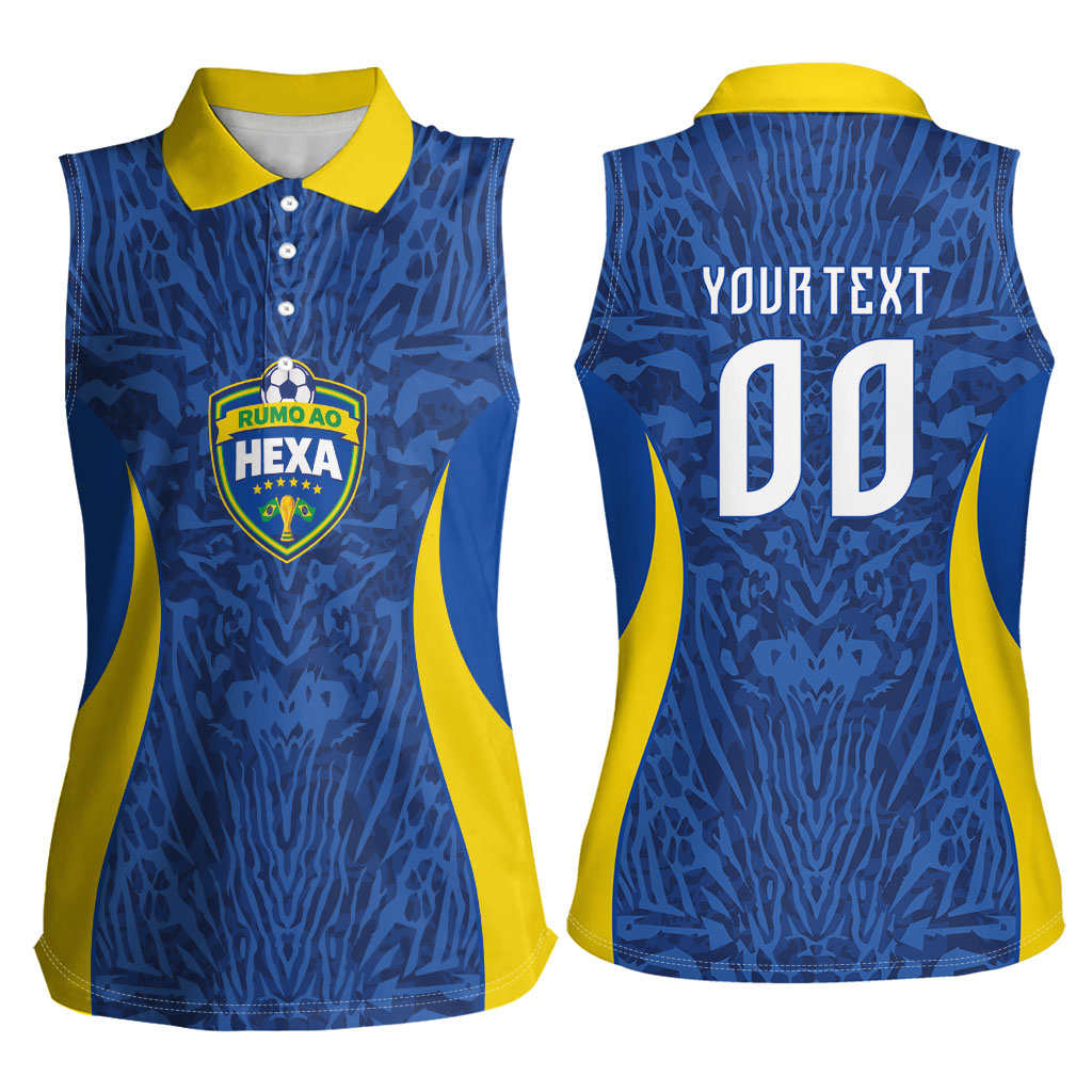Vai Dar Brasil Custom Women Sleeveless Polo Shirt Brasil Rumo ao Hexa Football Supporter