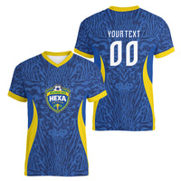 Vai Dar Brasil Custom Women V-Neck T-Shirt Brasil Rumo ao Hexa Football Supporter