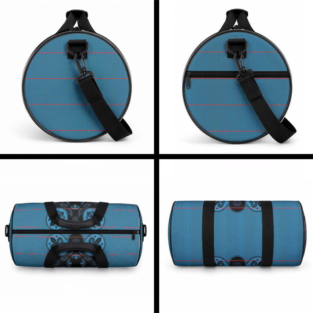 Bafokeng Rabbit Crown Palesa ea kharanium Duffle Bag Blue Seanamarena Basotho Blanket Inspired