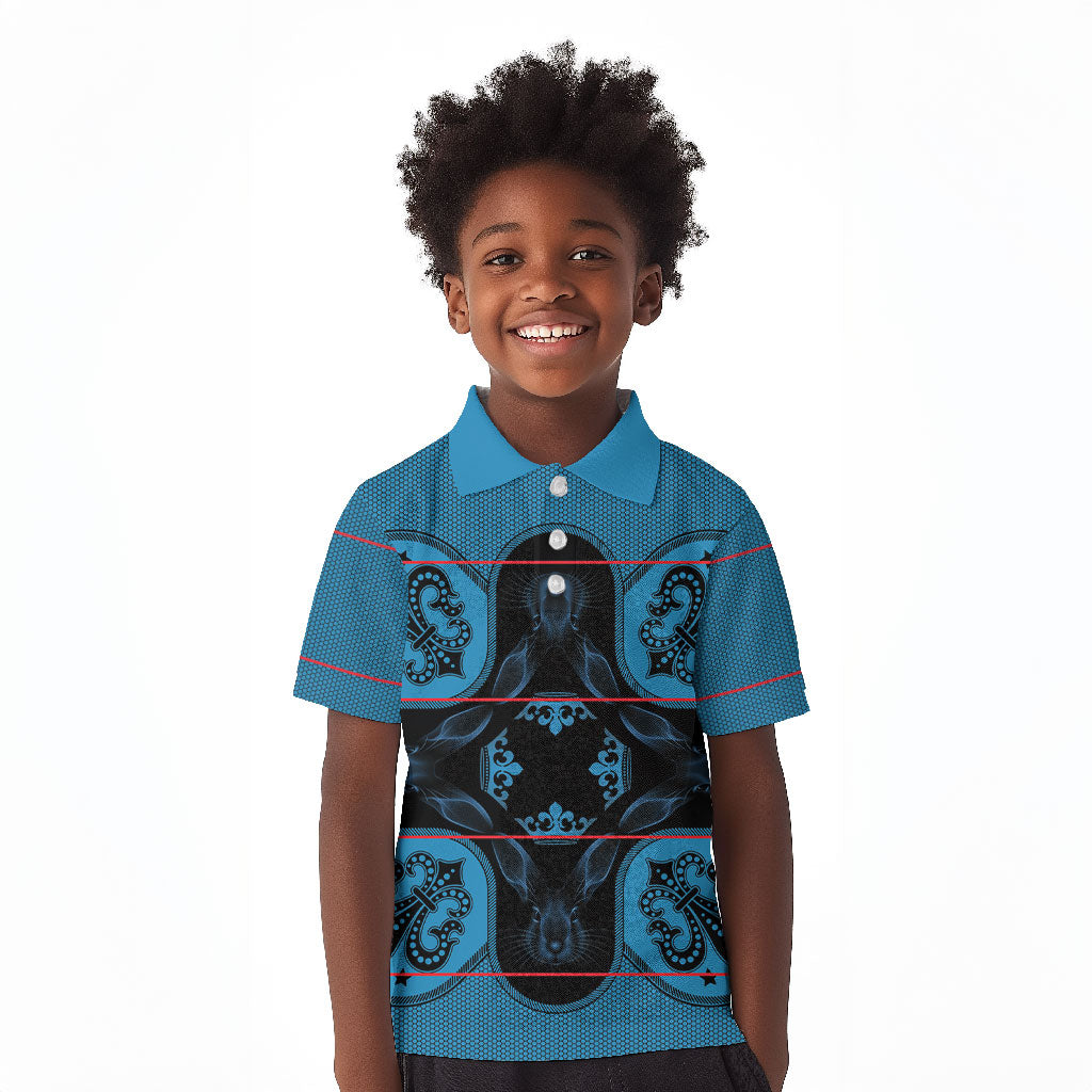 Bafokeng Rabbit Crown Palesa ea kharanium Kid Polo Shirt Blue Seanamarena Basotho Blanket Inspired