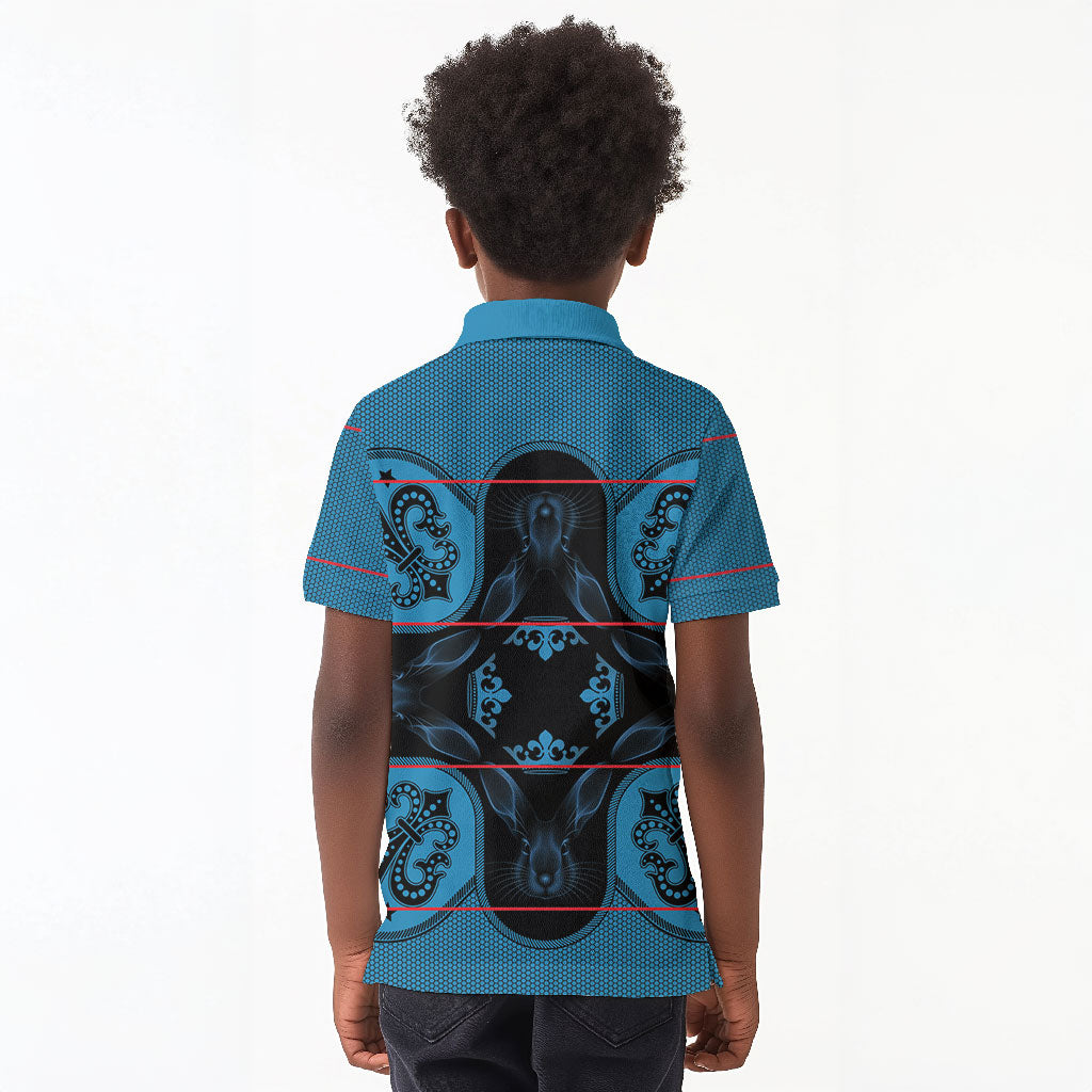Bafokeng Rabbit Crown Palesa ea kharanium Kid Polo Shirt Blue Seanamarena Basotho Blanket Inspired