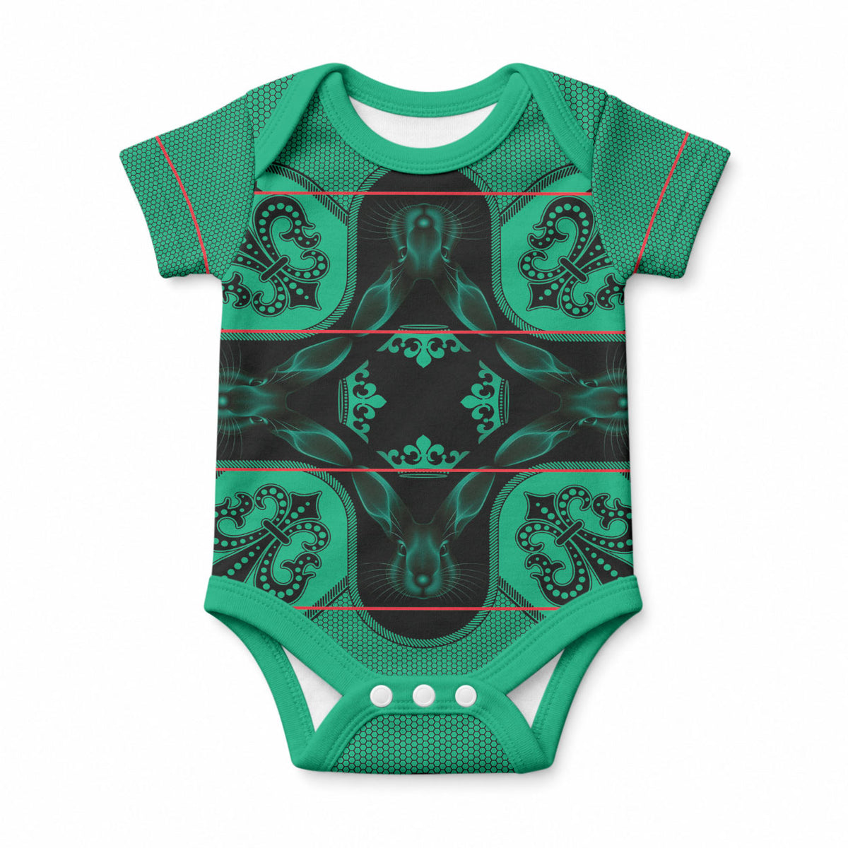 Bafokeng Rabbit Crown Palesa ea kharanium Baby Onesie Green Seanamarena Basotho Blanket Inspired
