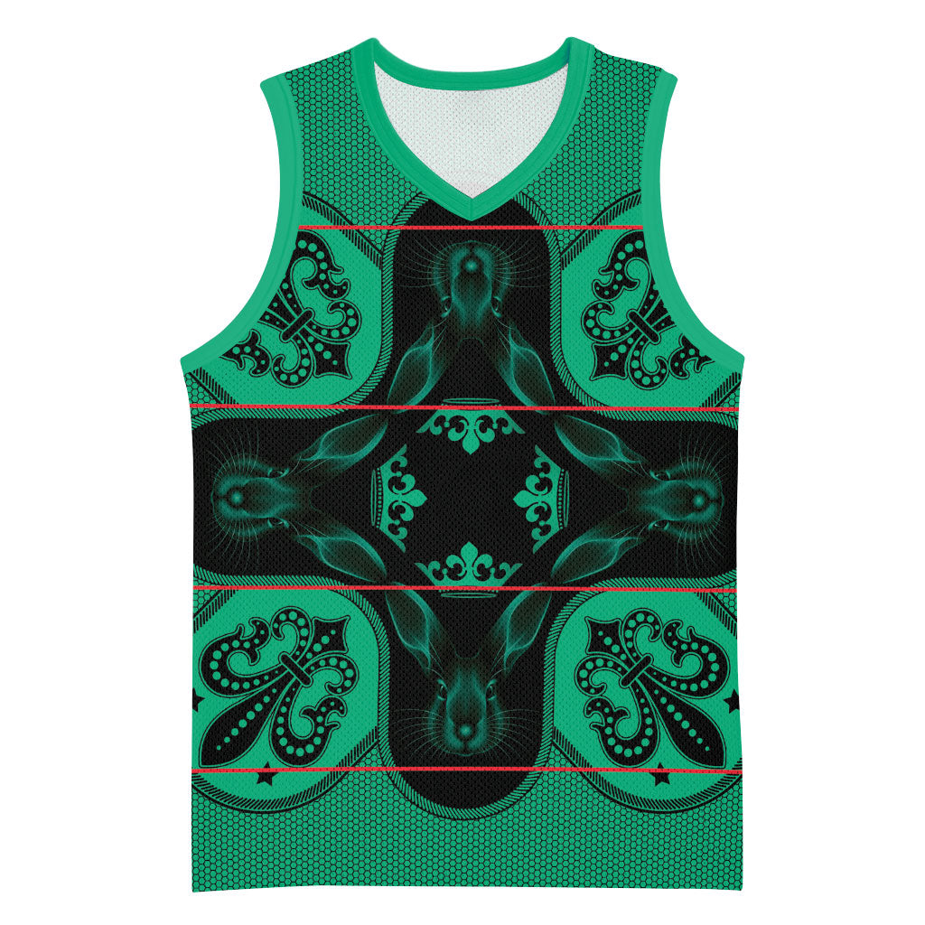 Bafokeng Rabbit Crown Palesa ea kharanium Basketball Jersey Green Seanamarena Basotho Blanket Inspired
