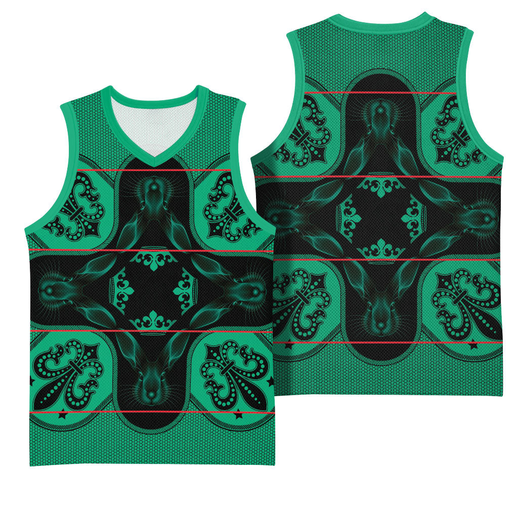 Bafokeng Rabbit Crown Palesa ea kharanium Basketball Jersey Green Seanamarena Basotho Blanket Inspired