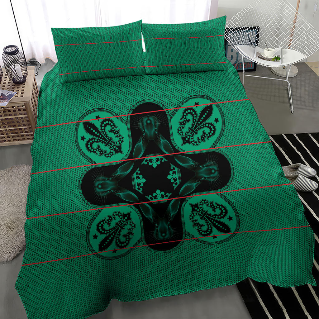 Bafokeng Rabbit Crown Palesa ea kharanium Bedding Set Green Seanamarena Basotho Blanket Inspired