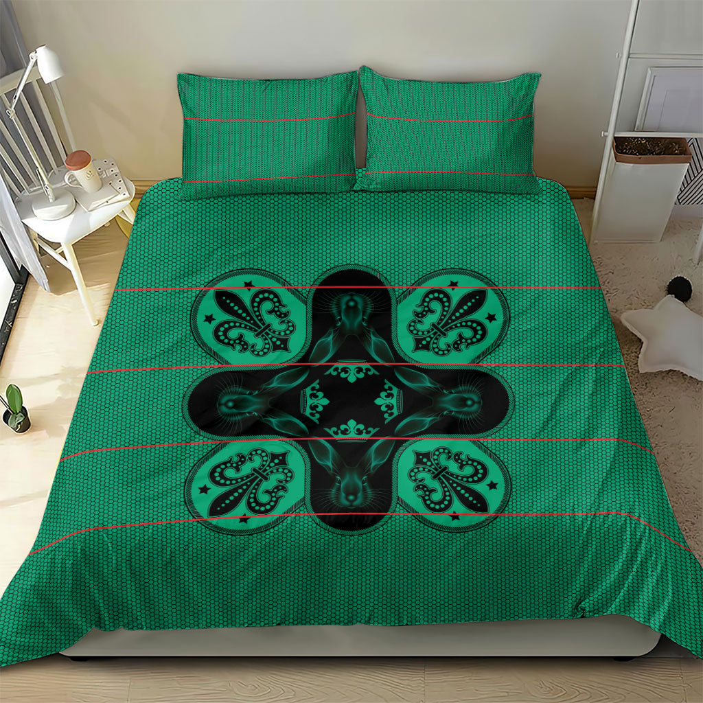 Bafokeng Rabbit Crown Palesa ea kharanium Bedding Set Green Seanamarena Basotho Blanket Inspired