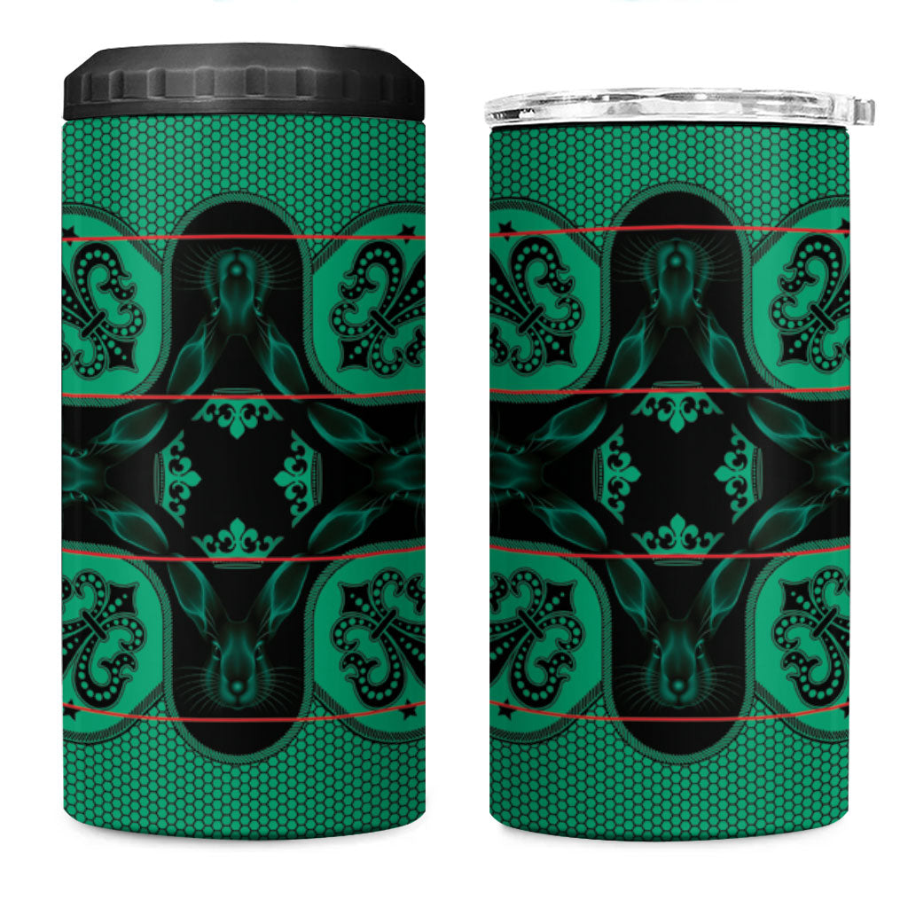 Bafokeng Rabbit Crown Palesa ea kharanium 4 in 1 Can Cooler Tumbler Green Seanamarena Basotho Blanket Inspired