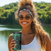 Bafokeng Rabbit Crown Palesa ea kharanium 4 in 1 Can Cooler Tumbler Green Seanamarena Basotho Blanket Inspired