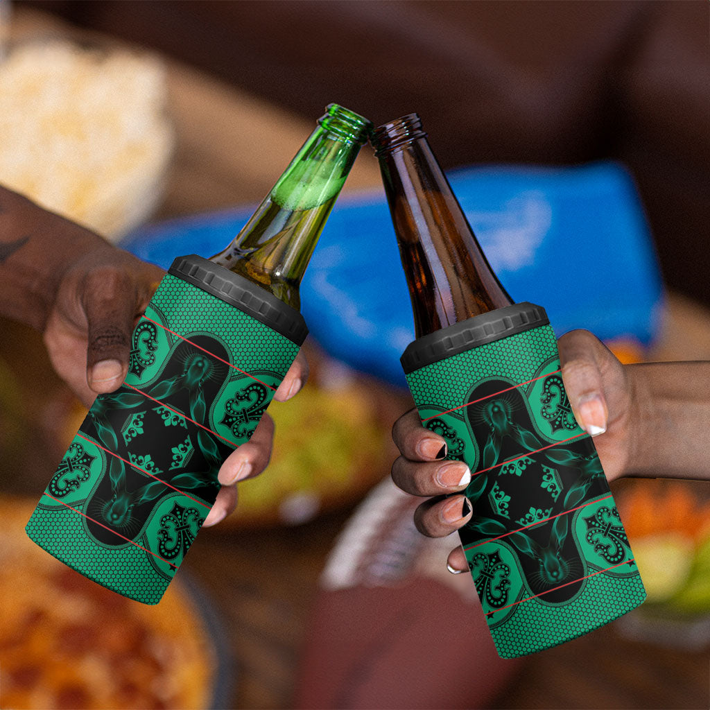 Bafokeng Rabbit Crown Palesa ea kharanium 4 in 1 Can Cooler Tumbler Green Seanamarena Basotho Blanket Inspired