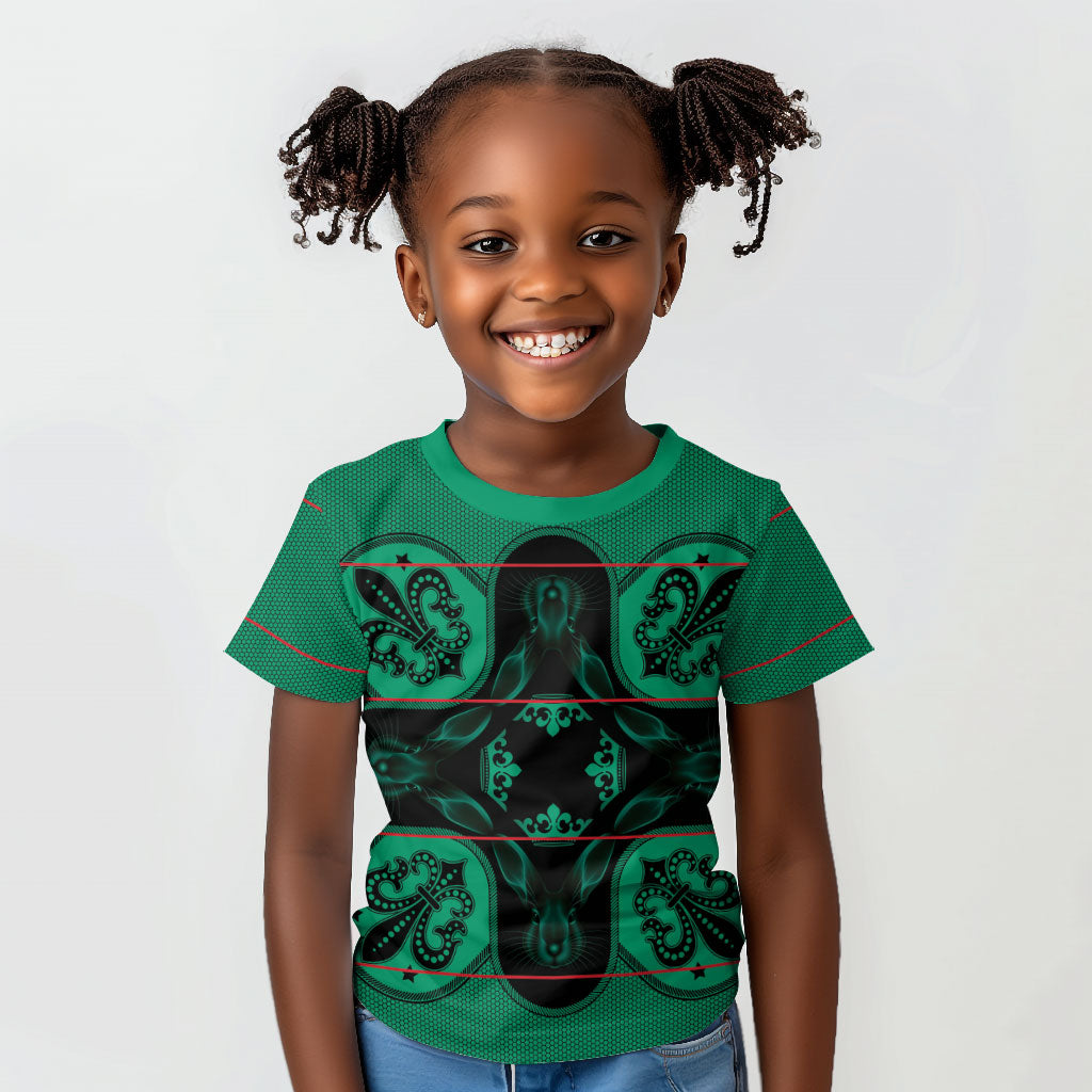 Bafokeng Rabbit Crown Palesa ea kharanium Kid T shirt Green Seanamarena Basotho Blanket Inspired