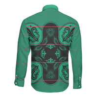 Bafokeng Rabbit Crown Palesa ea kharanium Long Sleeve Button Shirt Green Seanamarena Basotho Blanket Inspired