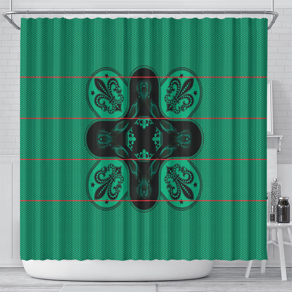 Bafokeng Rabbit Crown Palesa ea kharanium Shower Curtain Green Seanamarena Basotho Blanket Inspired