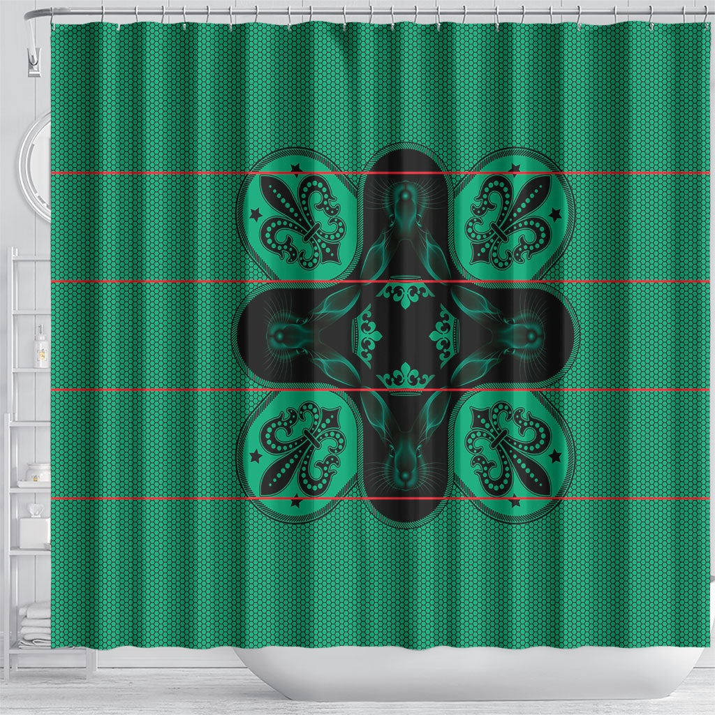 Bafokeng Rabbit Crown Palesa ea kharanium Shower Curtain Green Seanamarena Basotho Blanket Inspired