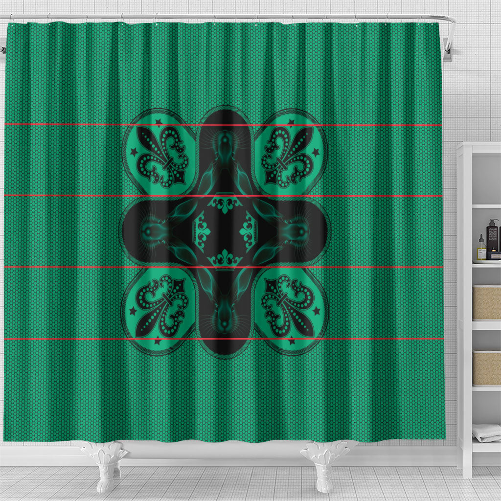 Bafokeng Rabbit Crown Palesa ea kharanium Shower Curtain Green Seanamarena Basotho Blanket Inspired