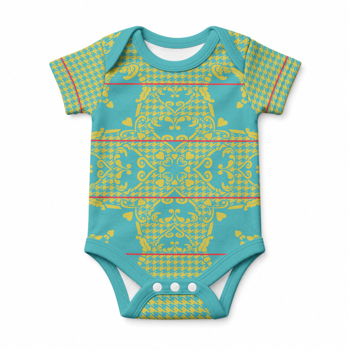Green Hearts Crown Traditional Geometry Baby Onesie Seanamarena Basotho Blanket Inspired