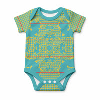 Green Hearts Crown Traditional Geometry Baby Onesie Seanamarena Basotho Blanket Inspired
