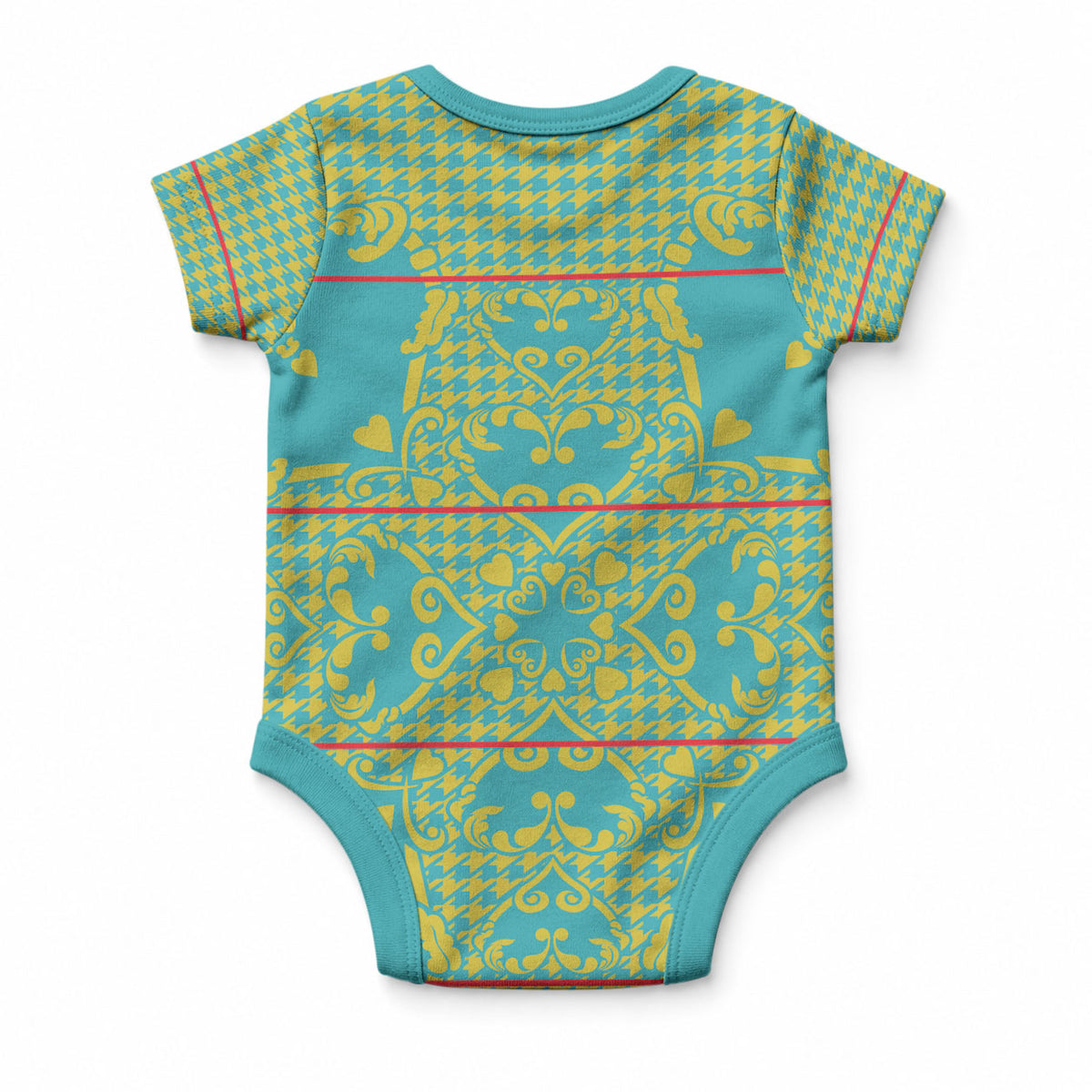 Green Hearts Crown Traditional Geometry Baby Onesie Seanamarena Basotho Blanket Inspired