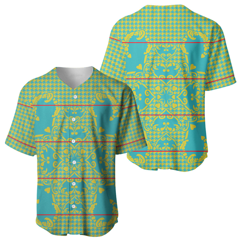 Green Hearts Crown Traditional Geometry Baseball Jersey Seanamarena Basotho Blanket Inspired