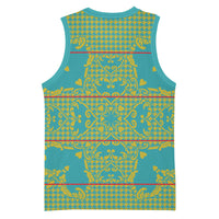 Green Hearts Crown Traditional Geometry Basketball Jersey Seanamarena Basotho Blanket Inspired