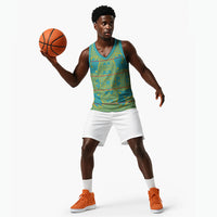Green Hearts Crown Traditional Geometry Basketball Jersey Seanamarena Basotho Blanket Inspired