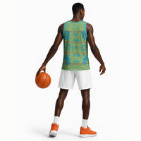 Green Hearts Crown Traditional Geometry Basketball Jersey Seanamarena Basotho Blanket Inspired