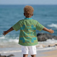 Green Hearts Crown Traditional Geometry Kid Hawaiian Shirt Seanamarena Basotho Blanket Inspired
