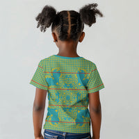 Green Hearts Crown Traditional Geometry Kid T shirt Seanamarena Basotho Blanket Inspired