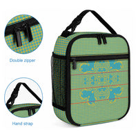 Green Hearts Crown Traditional Geometry Lunch Bag Seanamarena Basotho Blanket Inspired