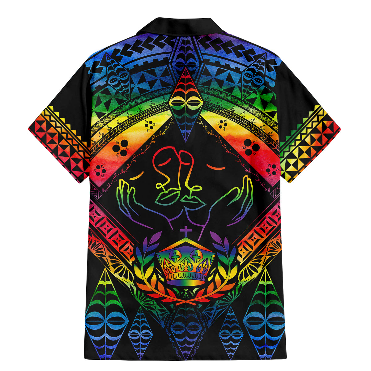 Tonga LGBT Family Matching Mermaid Dress and Hawaiian Shirt Love Is Love Ngatu Rainbow Water Color LT9 - Wonder Print Shop