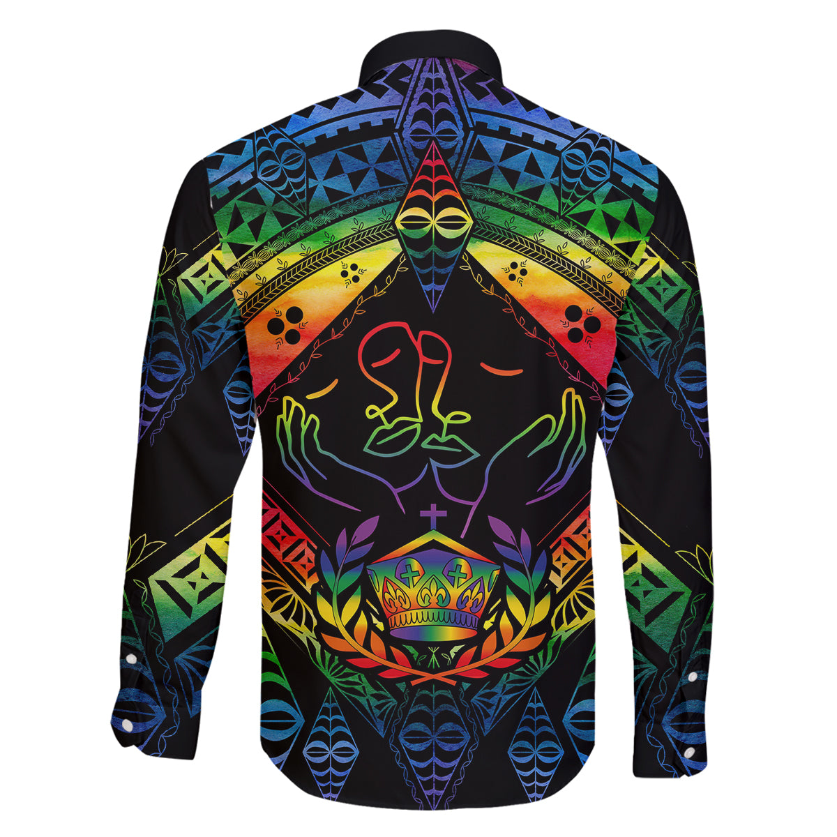 Tonga LGBT Family Matching Puletasi Dress and Hawaiian Shirt Love Is Love Ngatu Rainbow Water Color - Wonder Print Shop
