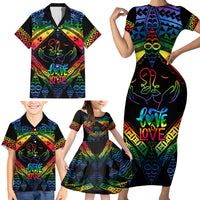 Tonga LGBT Family Matching Short Sleeve Bodycon Dress and Hawaiian Shirt Love Is Love Ngatu Rainbow Water Color - Wonder Print Shop