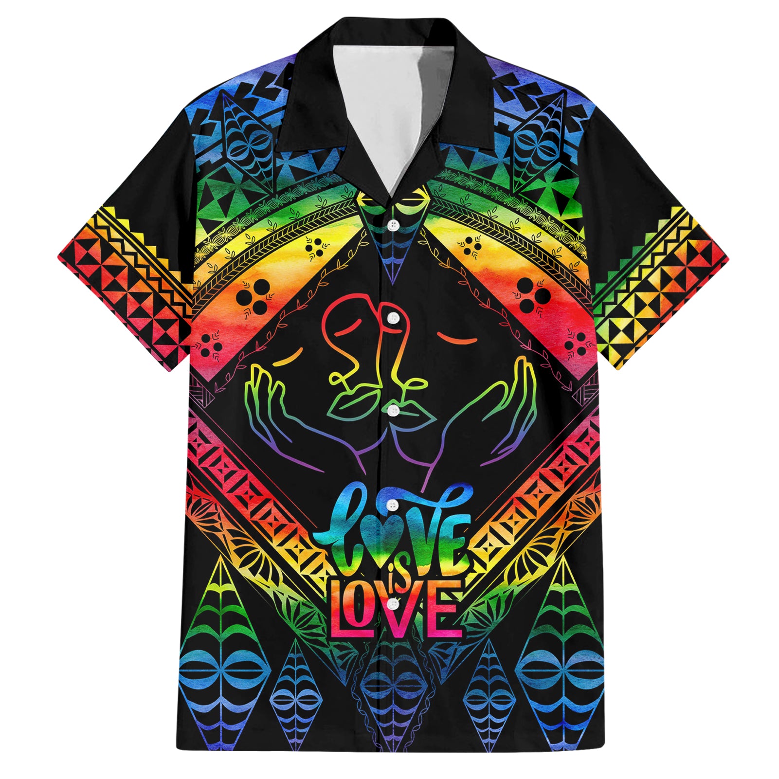 tonga-lgbt-hawaiian-shirt-love-is-love-ngatu-rainbow-water-color