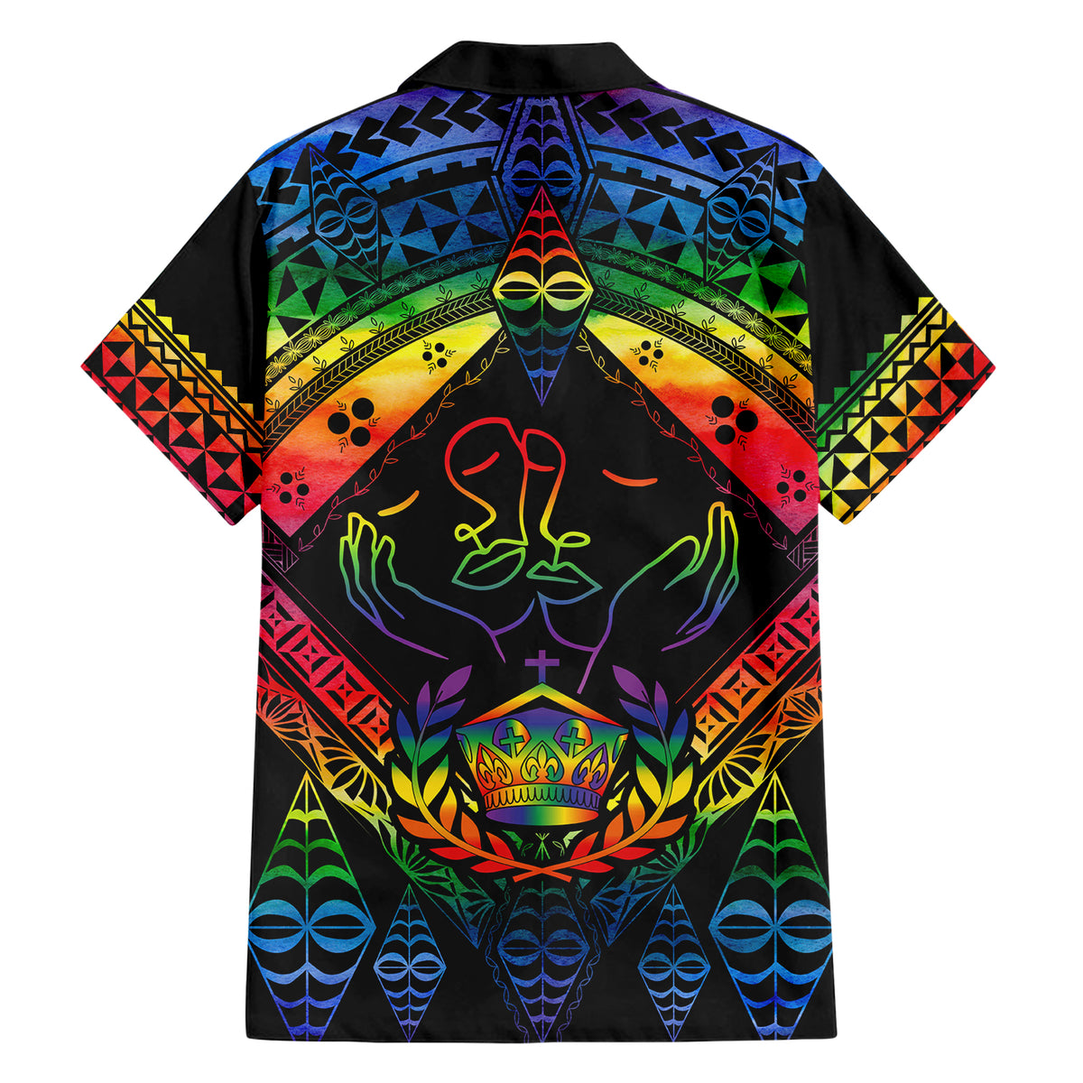 Tonga LGBT Hawaiian Shirt Love Is Love Ngatu Rainbow Water Color - Wonder Print Shop