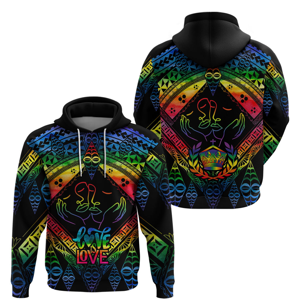 Tonga LGBT Hoodie Love Is Love Ngatu Rainbow Water Color - Wonder Print Shop
