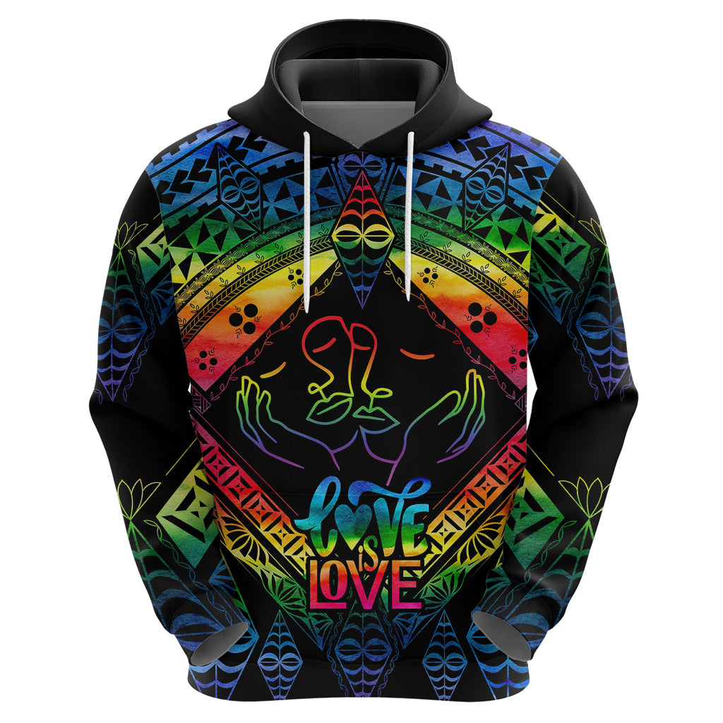Tonga LGBT Hoodie Love Is Love Ngatu Rainbow Water Color - Wonder Print Shop