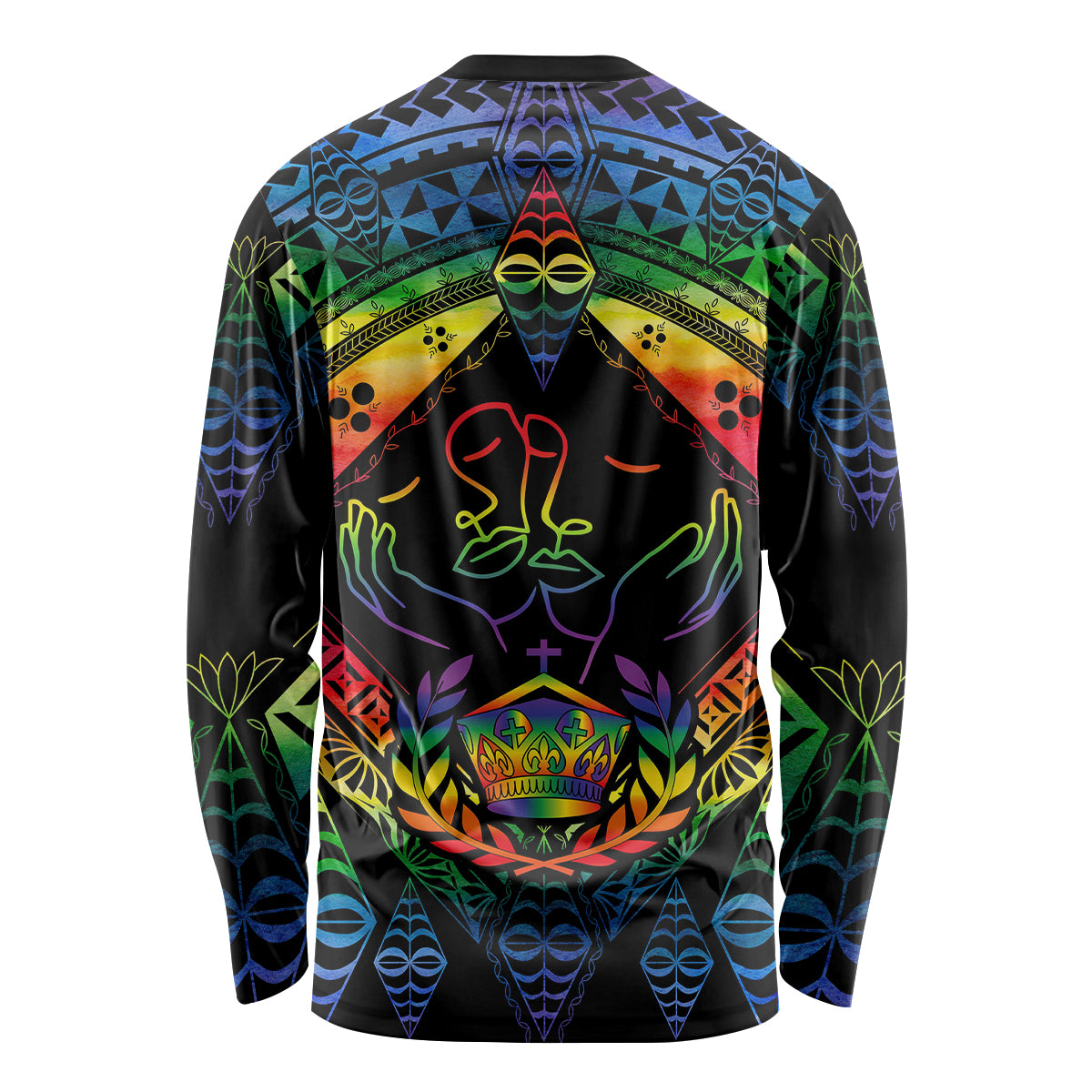 Tonga LGBT Long Sleeve Shirt Love Is Love Ngatu Rainbow Water Color - Wonder Print Shop