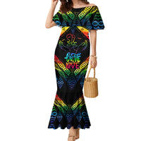 Tonga LGBT Mermaid Dress Love Is Love Ngatu Rainbow Water Color - Wonder Print Shop