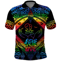Tonga LGBT Polo Shirt Love Is Love Ngatu Rainbow Water Color - Wonder Print Shop