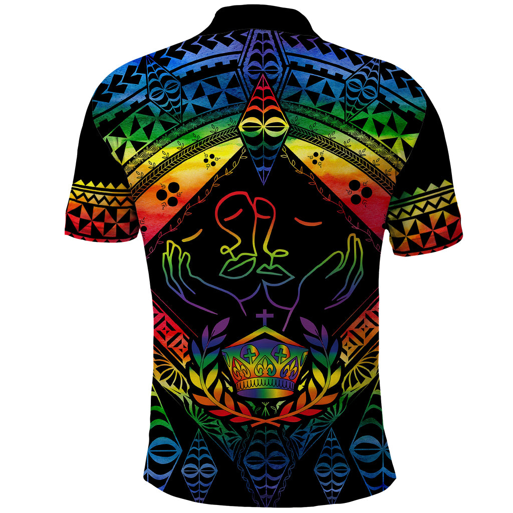 Tonga LGBT Polo Shirt Love Is Love Ngatu Rainbow Water Color - Wonder Print Shop