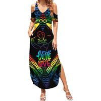 Tonga LGBT Summer Maxi Dress Love Is Love Ngatu Rainbow Water Color - Wonder Print Shop