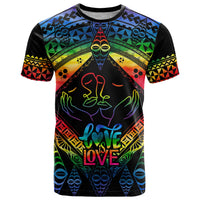 Tonga LGBT T Shirt Love Is Love Ngatu Rainbow Water Color - Wonder Print Shop