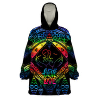 Tonga LGBT Wearable Blanket Hoodie Love Is Love Ngatu Rainbow Water Color - Wonder Print Shop